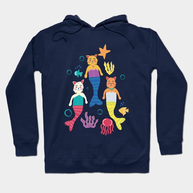 Cat Mermaids Hoodie by LozzieElizaDesigns